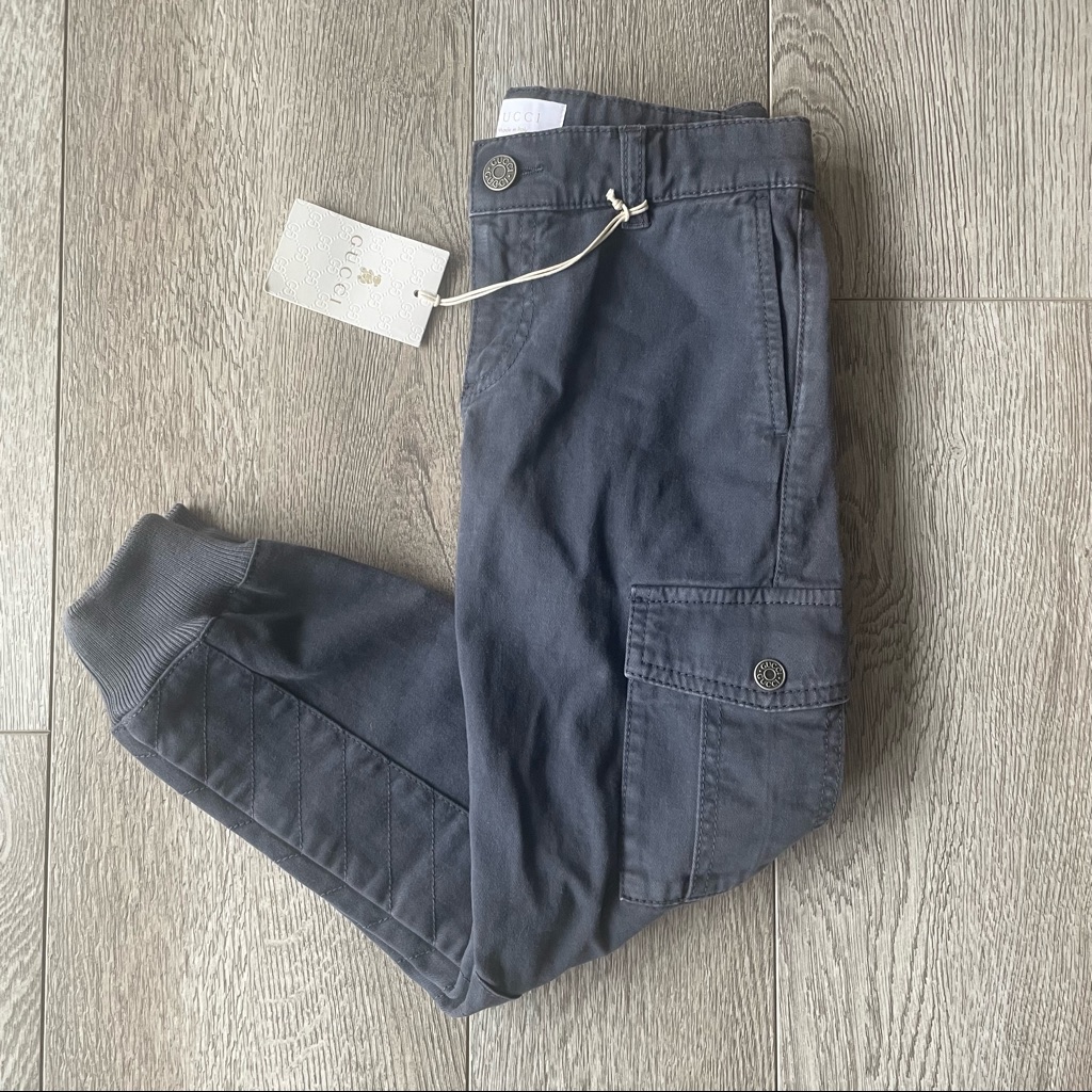Gucci Kids Gabardine Moto Cargo Pants Nwt